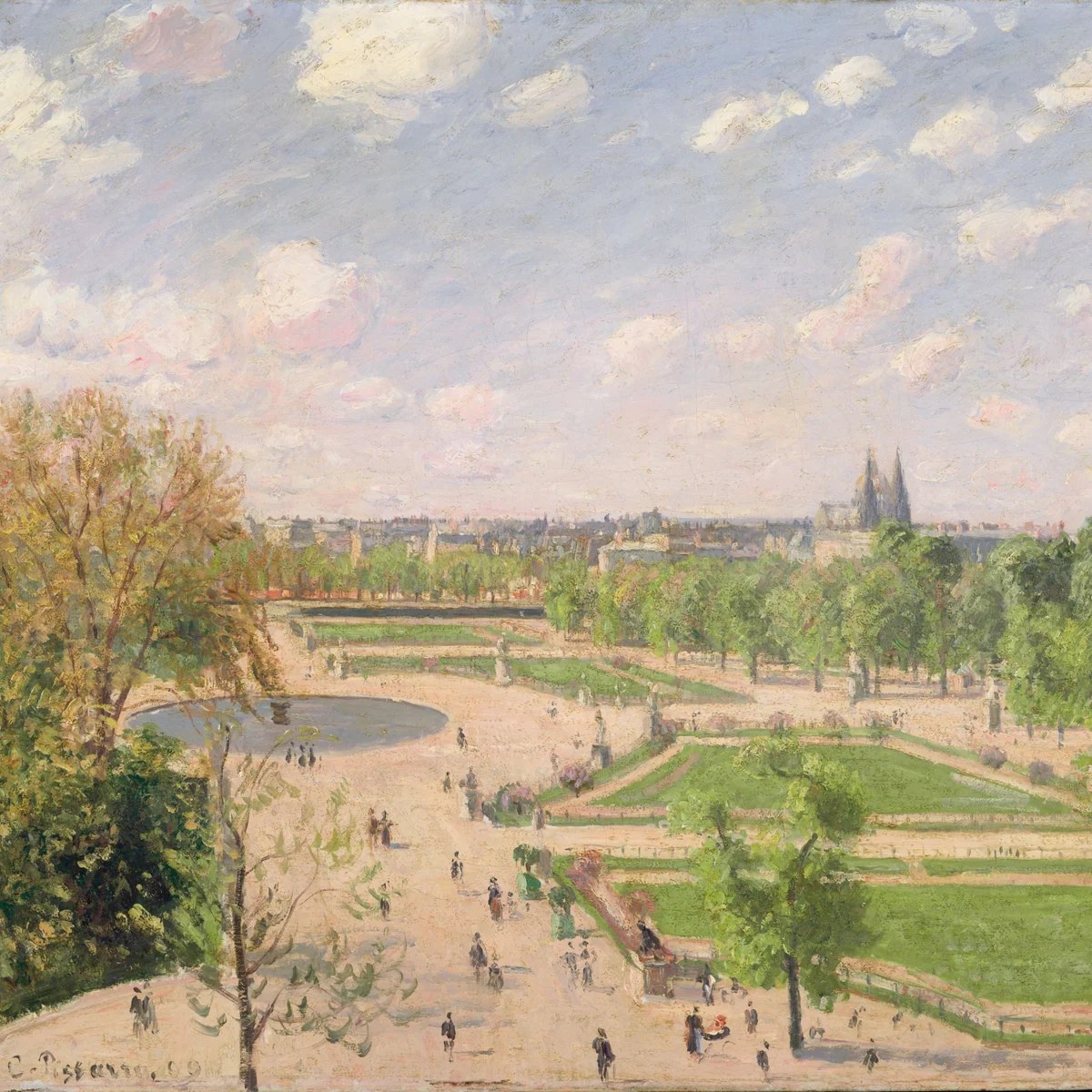 Mahjong Game Mat: Tuileries Garden Pissarro Painting