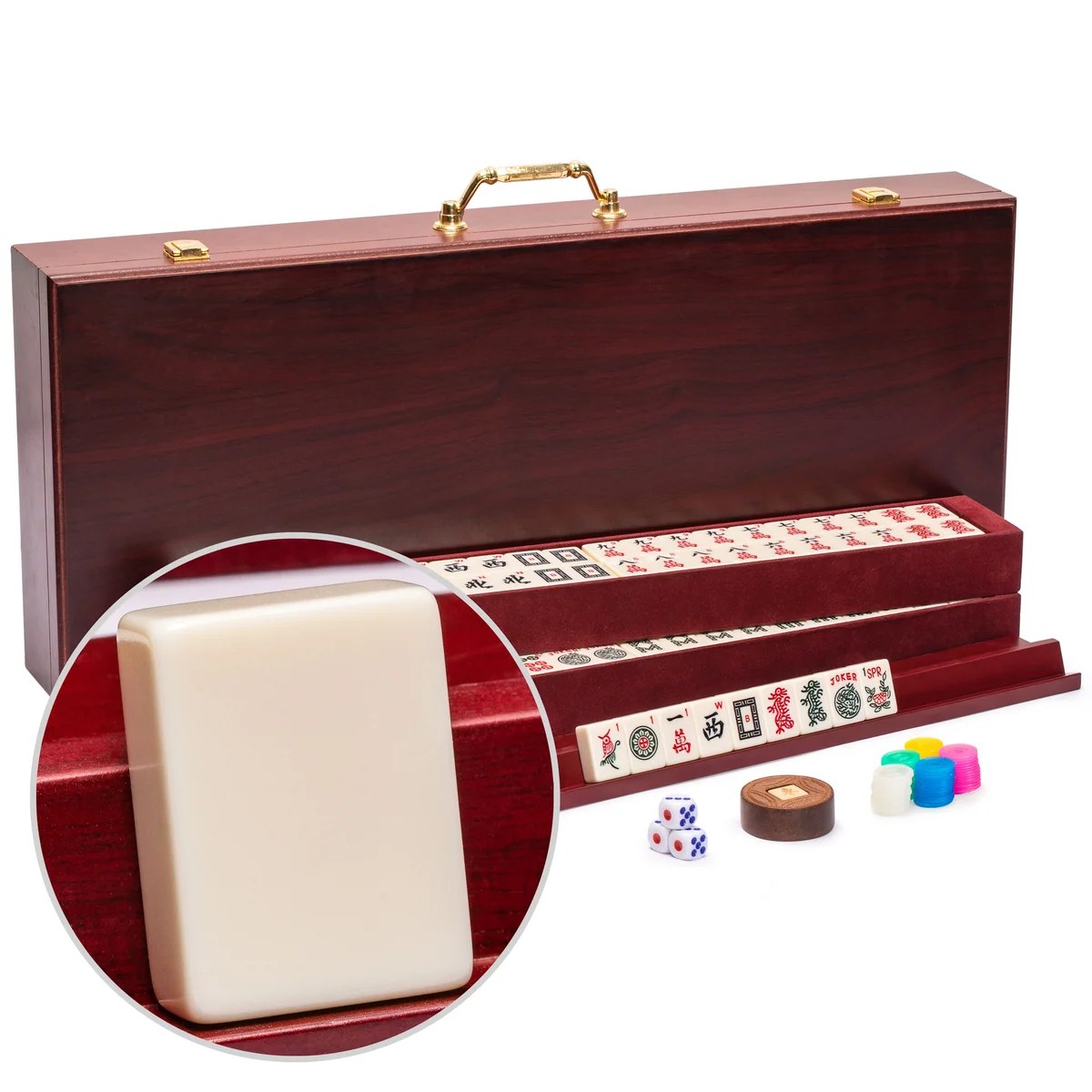 Yellow Mountain Imports “The Classic” – 166 Tiles, Vintage Rosewood Veneer Case